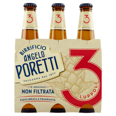 Birra  3 Luppoli Non Filtrata Poretti - 3 x 33 cl
