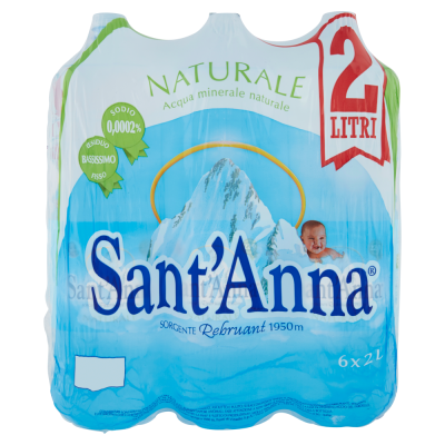Acqua Minerale  Naturale  Sorgente Rebruant  Sant'Anna - 6 Bottiglie da 2 LT