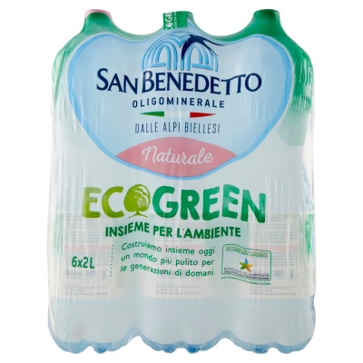Acqua Oligominerale Naturale Ecogreen San Benedetto - 6 Bottiglie da  2 LT