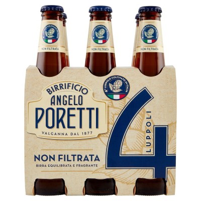 Birra  4 Luppoli Non Filtrata Poretti - 6 x 33 cl