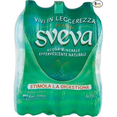 Acqua Minerale Effervescente Naturale Sveva - 6 Bottiglie da  1,5 LT