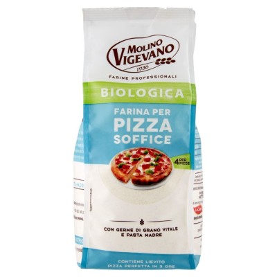 Farina di Grano Tenero Biologica poco Raffinata per Pizza Soffice Molino Vigevano - 500 g