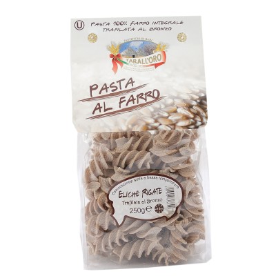 Pasta Eliche Rigate 100% Farro Integrale Trafilata in Bronzo Tarall'oro - confezione da 250 g