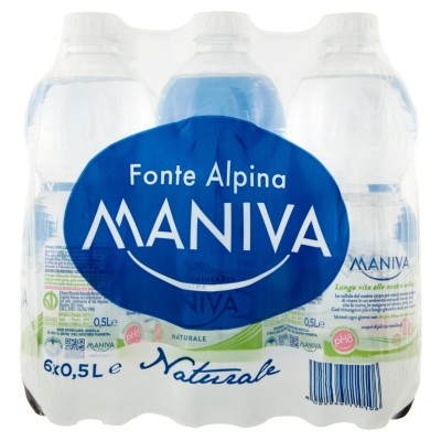 Acqua Oligominerale Alcalina Naturale Maniva - 6 Bottiglie da  50 CL