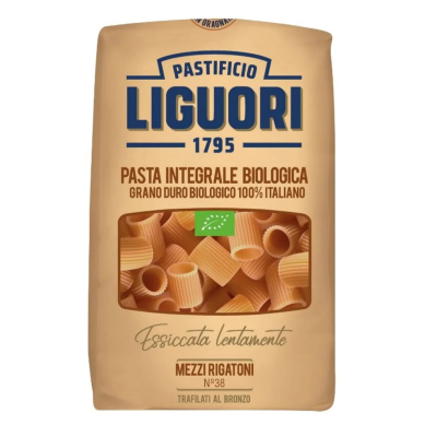 Pasta Integrale Mezzi Rigatoni Bio Liguori - confezione da 500 g