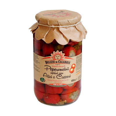 Peperoncini Ripieni con Alici e Capperi Delizie di Calabria - 950 g