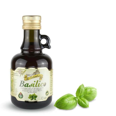Olio Extra Vergine di Oliva Aromatizzato al Basilico Viola - Bottiglia 0,25 L