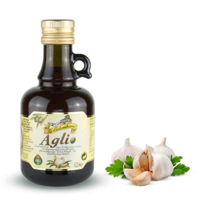 Olio Extra Vergine di Oliva Aromatizzato all'Aglio Viola - Bottiglia 0,25 L
