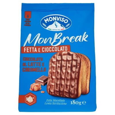 Biscotto Salute Ricoperto con Cioccolato al Latte al Caramello Monviso - 180 g
