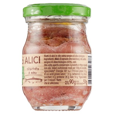 Filetti di Alici in Olio Extra Vergine di Oliva Biologico Rizzoli - 90 g