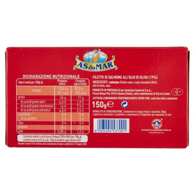 Salmone in Olio di Oliva  Asdomar - 150 g