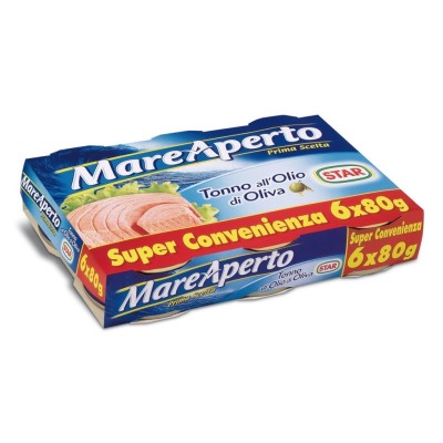 Tonno Mare Aperto Olio Oliva Star - 6 X 80 g