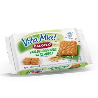 Biscotti Frollini ai Cereali Senza Zucchero con Olio di Girasole Vita Mia Balocco - 330 g