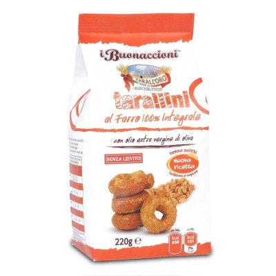 Tarallini al Farro 100% Integrale con Olio Extra Vergine di Oliva I Buonaccioni Tarall'oro - 220 g