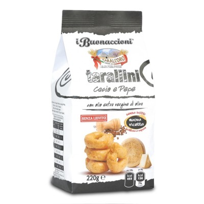 Tarallini Cacio e Pepe con Olio Extra Vergine di Oliva I Buonaccioni Tarall'oro - 220 g