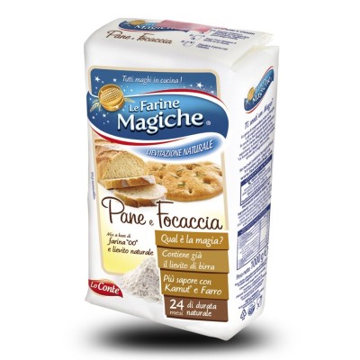 Farina per Pane e Focaccia tipo OO e Lievito Naturale Le Farine Magiche Lo Conte - 1000 g