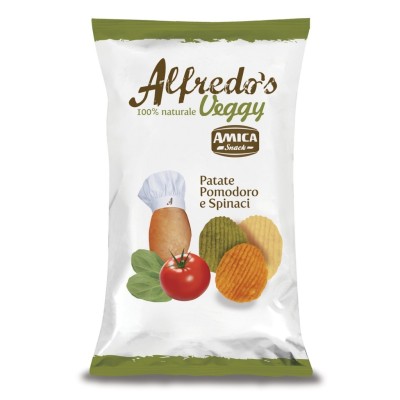 Patatina Alfredo's 100% naturale Veggy Patate,Pomodoro e Spinaci Amica Snack - 110 g