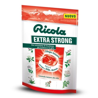 Caramelle Svizzere Extra Strong alla Ciliegia con Ripieno di Sciroppo di Erbe e Mentolo Ricola - 61 g