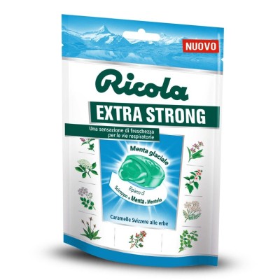 Caramelle Svizzere Extra Strong alla Menta Glaciale e Ripieno Sciroppo di Menta e Mentolo Ricola - 61 g