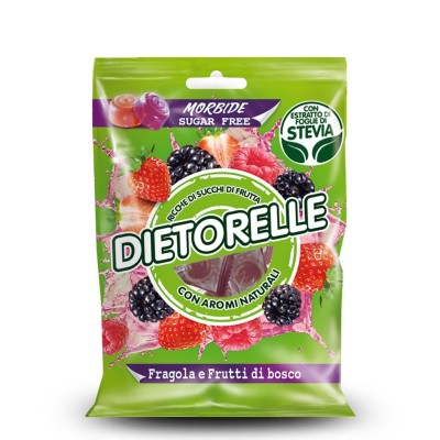 Caramelle Morbide Sugar Free Fragola e Frutti di Bosco  Dietorelle - 70 g