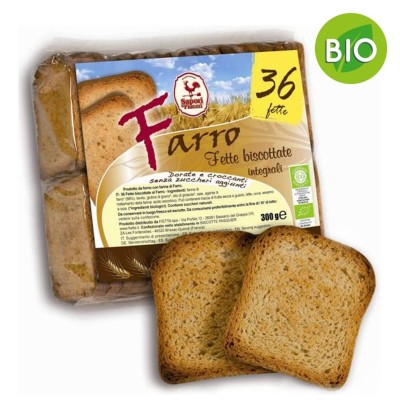 Fette Biscottate Integrali Biologiche al Farro senza Zucchero Aggiunto Trevisan - 300 g