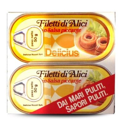 Filetti di Alici in Salsa Piccante 2x50g Delicius Rizzoli Spa - 100 g