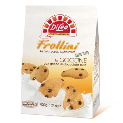 Biscotti Frollini le Goccine con Gocce di Cioccolato Puro Di Leo - 700 g