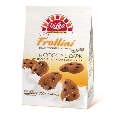 Biscotti Frollini le Goccine con Gocce di Cioccolato Puro e Cacao Di Leo - 700 g