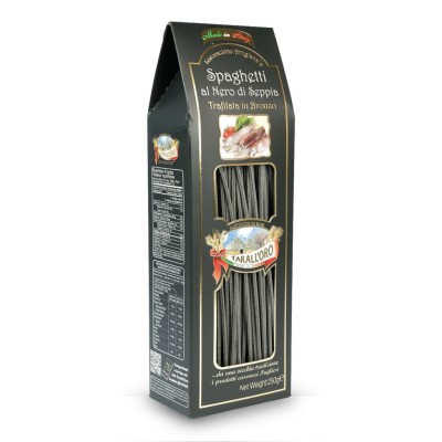 Pasta Spaghetti al Nero di Seppia Trafilata in Bronzo Tarall'oro - confezione da 250 g
