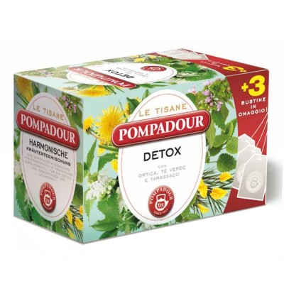 Tisana Detox con Ortica, Tè Verde e Tarassaco 15+3 Bustine Omaggio Pompadour - 36 g