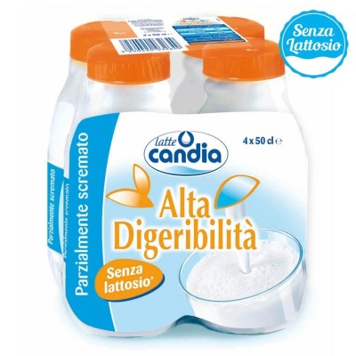Latte Parzialmente Scremato Alta Digeribilità Senza Lattosio Candia 50 cl x 4 - 1000 ml