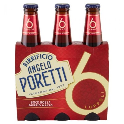 Birra  6 Luppoli Bock Rossa Doppio Malto Poretti - 3 x 33 cl