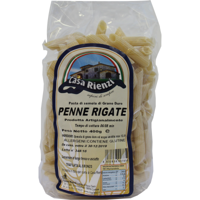 Pasta  Penne Rigate Casa Rienzi - confezione da 400 g