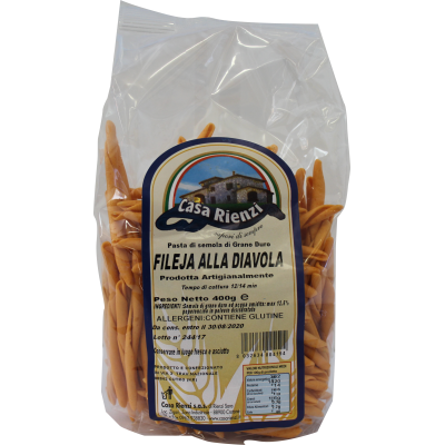 Pasta  Fileja alla Diavola Casa Rienzi - confezione da 400 g