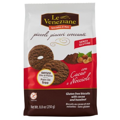 Biscotti Piccoli Piaceri Croccanti con Cacao e Nocciole Le Veneziane - 250 g