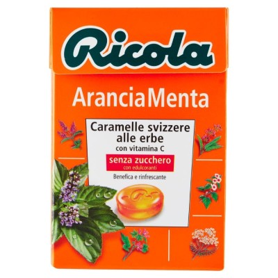 Caramelle Dure Arancia Menta Senza Zucchero Senza Glutine Ricola - 50 g