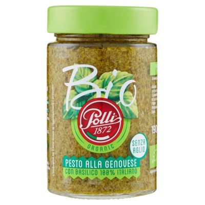 Pesto alla Genovese con Basilico 100% Italiano senza Aglio Bio Polli - confezione da  190 g