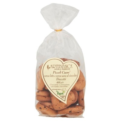 Biscotti d'Arte Piccoli Cuori Senza Latte e Senza Uova al Cioccolato Artebianca - 400 g