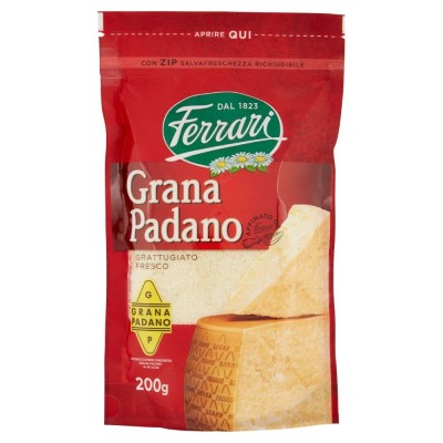 Formaggio Grana Padano DOP Grattugiato Ferrari - 200 g