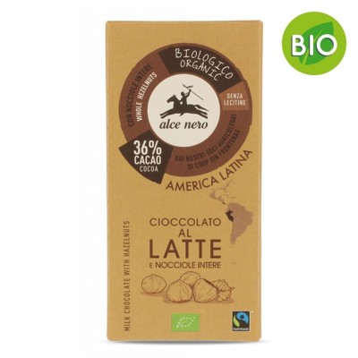 Tavoletta Cioccolato al Latte e Nocciole BIO Alce Nero - 100 g