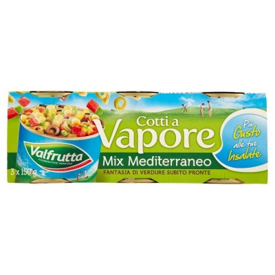 Verdure Cotte a Vapore Mix Mediterraneo Valfrutta - 3 x 150 g 