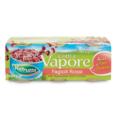Fagioli Rossi Cotti a Vapore Valfrutta - 3 x 150 g 