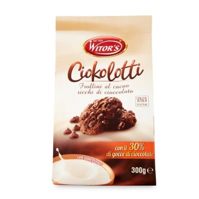 Biscotti Ciokolotti al Cacao con Gocce di Cioccolato Fondente Witor's - 300 g