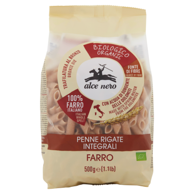 Pasta Penne Rigate di Semola di Grano Integrali Alce Nero - confezione da 500 g