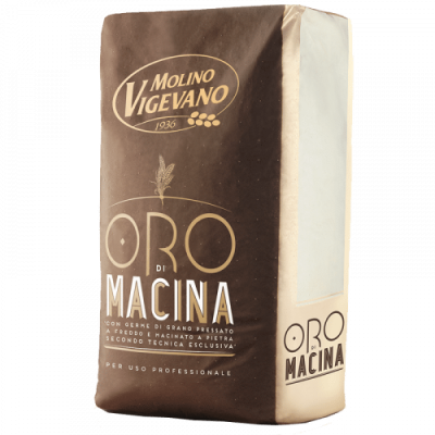 Farina di Grano Tenero Tipo "0" Verace Oro con Germe di Grano Vitale Macinato a Pietra Molino Vigevano - 25 Kg