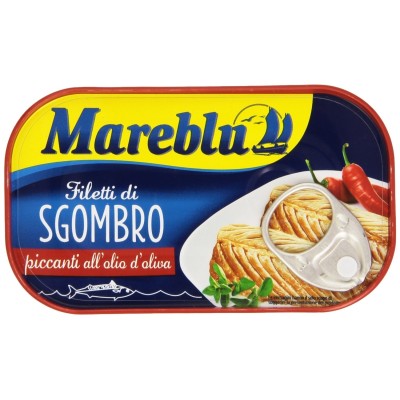 Filetti di Sgombro Piccanti  All' Olio di Oliva  Mareblu' - 90 g