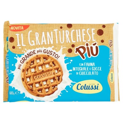 Biscotti Frollini Granturchese Più con Farina Integrale e Gocce di Cioccolato Colussi - 600 g