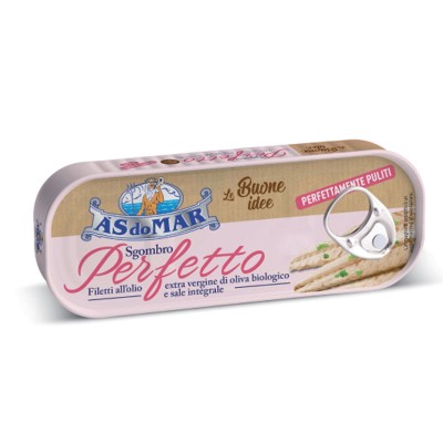 Filetti di Sgombro all' Olio Extra Vergine di Oliva  Biologico con sale Integrale Asdomar - 120 g
