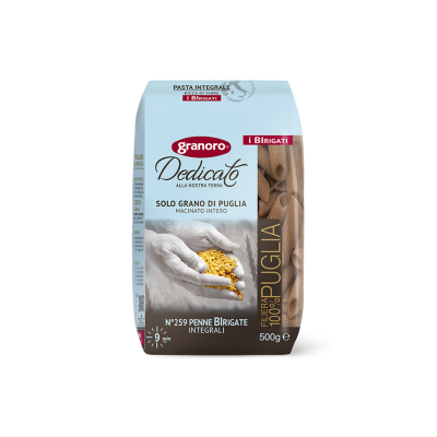 Pasta Integrale Penne Birigate Dedicato Granoro - confezione da 500 g