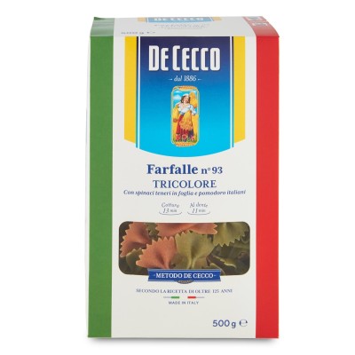 Pasta  Farfalle  Tricolore De Cecco - confezione da 500 g